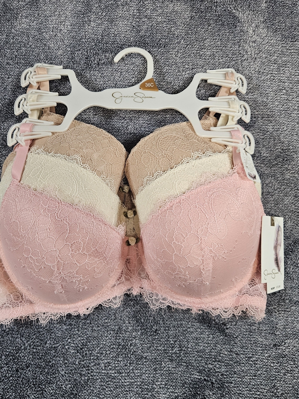 Signature Seam Demi Cup Push Up Bra Pink Lace Balconette by Jessica Simpson